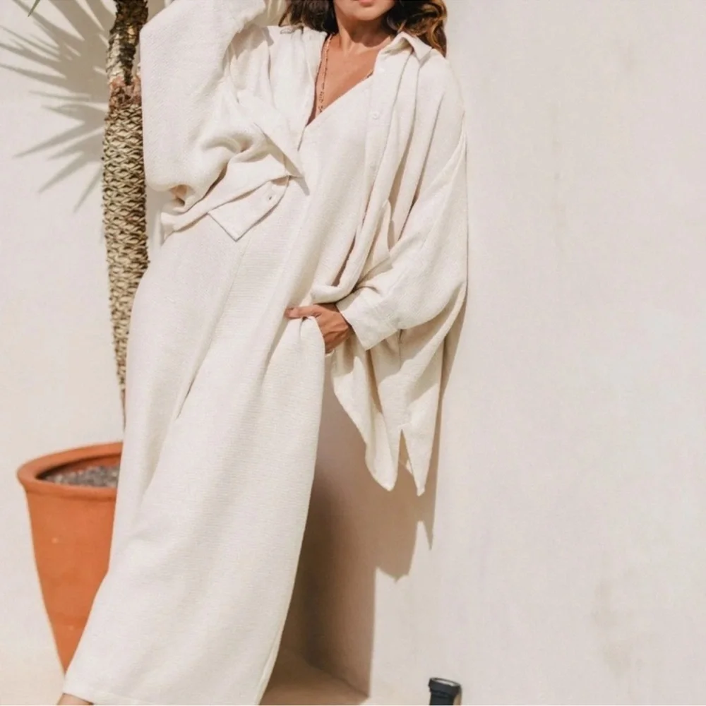 Myrah Penaloza - COTTON Cream Shirt Jacket - Picture 3 of 7